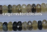 CFL143 15.5 inches 6*12mm faceted rondelle yellow fluorite beads