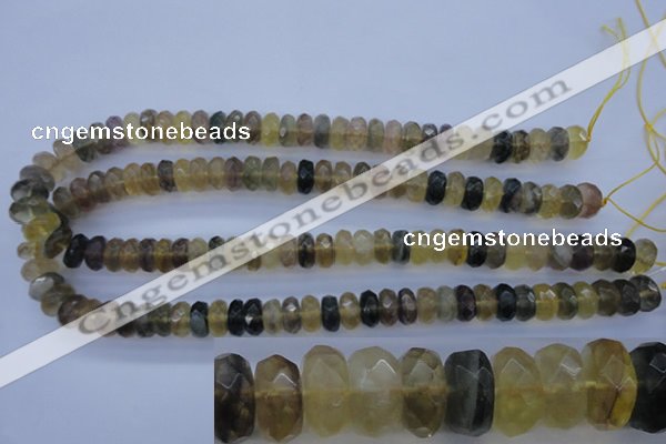 CFL143 15.5 inches 6*12mm faceted rondelle yellow fluorite beads