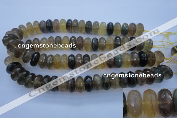 CFL144 15.5 inches 10*20mm faceted rondelle yellow fluorite beads