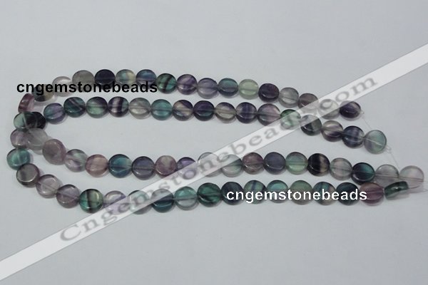 CFL163 15.5 inches 12mm coin natural fluorite beads wholesale