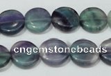 CFL164 15.5 inches 14mm coin natural fluorite beads wholesale