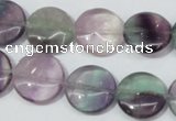 CFL165 15.5 inches 16mm flat round natural fluorite beads wholesale