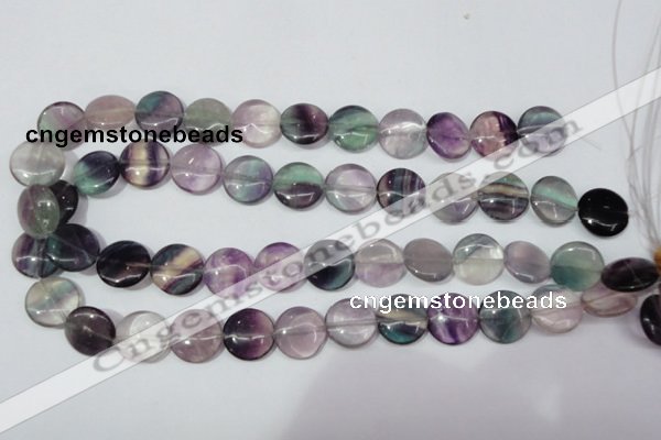 CFL165 15.5 inches 16mm flat round natural fluorite beads wholesale