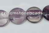 CFL166 15.5 inches 18mm flat round natural fluorite beads wholesale