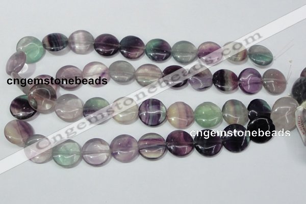 CFL166 15.5 inches 18mm flat round natural fluorite beads wholesale