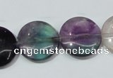 CFL167 15.5 inches 20mm flat round natural fluorite beads wholesale