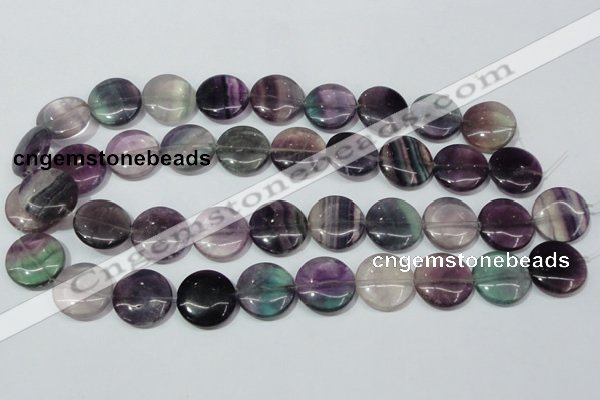 CFL167 15.5 inches 20mm flat round natural fluorite beads wholesale