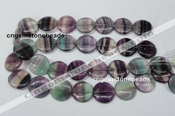 CFL168 15.5 inches 25mm flat round natural fluorite beads wholesale