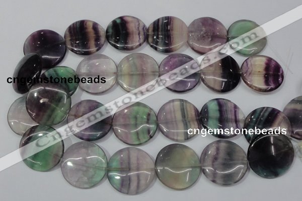 CFL169 15.5 inches 30mm flat round natural fluorite beads wholesale