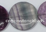 CFL170 15.5 inches 35mm flat round natural fluorite beads wholesale