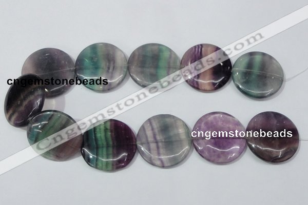 CFL170 15.5 inches 35mm flat round natural fluorite beads wholesale