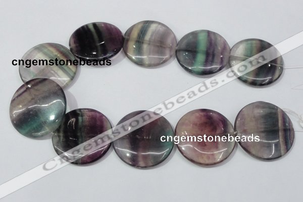 CFL171 15.5 inches 40mm flat round natural fluorite beads wholesale