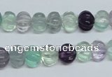 CFL300 15.5 inches 8*10mm carved rondelle natural fluorite beads