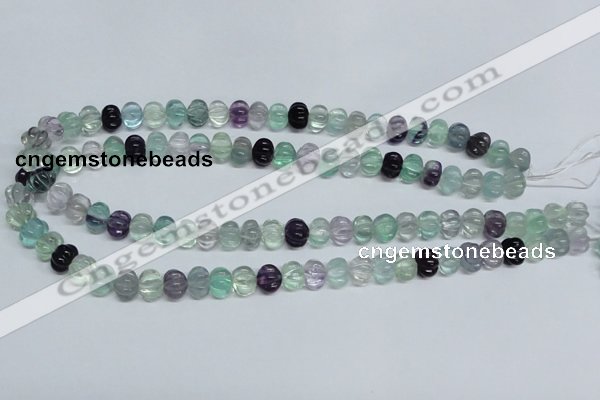 CFL300 15.5 inches 8*10mm carved rondelle natural fluorite beads