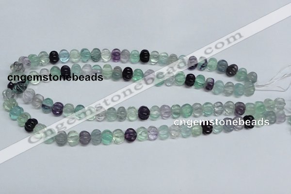 CFL300 15.5 inches 8*10mm carved rondelle natural fluorite beads