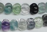 CFL301 15.5 inches 10*14mm carved rondelle natural fluorite beads