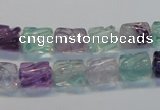 CFL305 15.5 inches 8*10mm carved column natural fluorite beads