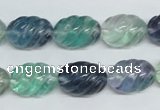 CFL306 15.5 inches 12*16mm carved rice natural fluorite beads