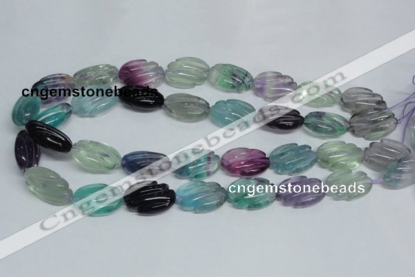 CFL321 15.5 inches 16*24mm carved oval natural fluorite beads