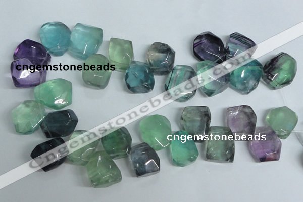 CFL332 15.5 inches 20*24mm faceted nugget natural fluorite beads