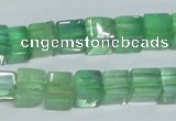 CFL339 15.5 inches 10*10mm cube natural green fluorite beads