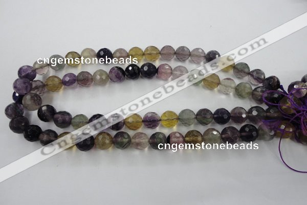 CFL405 15.5 inches 12mm faceted round rainbow fluorite beads