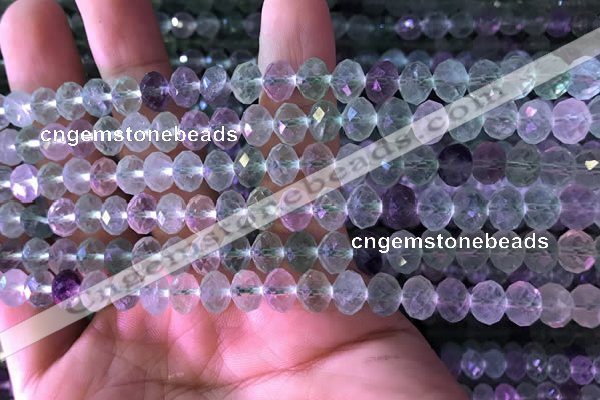 CFL415 15.5 inches 6*8mm faceted rondelle fluorite gemstone beads