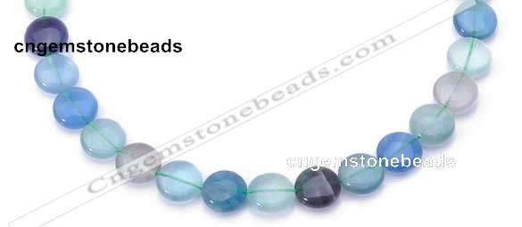 CFL44 14*14mm B grade flat round natural fluorite bead wholesale