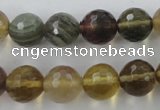 CFL455 15.5 inches 12mm faceted round rainbow fluorite beads