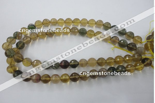 CFL455 15.5 inches 12mm faceted round rainbow fluorite beads