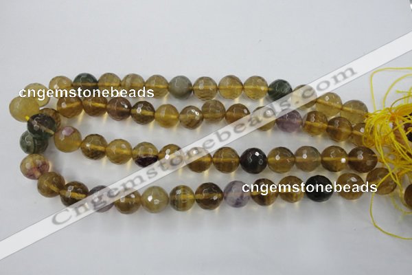 CFL456 15.5 inches 14mm faceted round rainbow fluorite beads