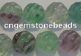 CFL459 15.5 inches 16mm carved round natural fluorite beads