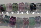 CFL472 15.5 inches 8*10mm carved rondelle natural fluorite beads