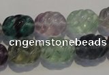 CFL476 15.5 inches 12*16mm carved rice natural fluorite beads