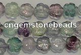 CFL491 15.5 inches 10mm carved flower natural fluorite beads