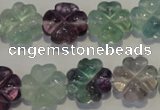 CFL493 15.5 inches 15mm carved flower natural fluorite beads