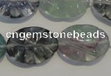 CFL498 15.5 inches 18*25mm wavy oval natural fluorite beads