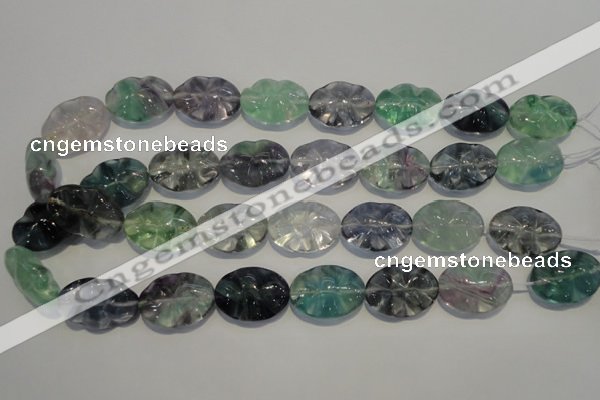 CFL498 15.5 inches 18*25mm wavy oval natural fluorite beads