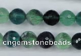 CFL54 15.5 inches 12mm faceted round AB grade natural fluorite beads