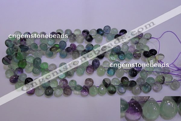 CFL703 Top-drilled 9*11mm teardrop natural fluorite beads wholesale