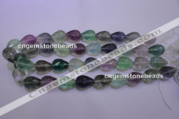 CFL715 15.5 inches 15*20mm faceted teardrop natural fluorite beads