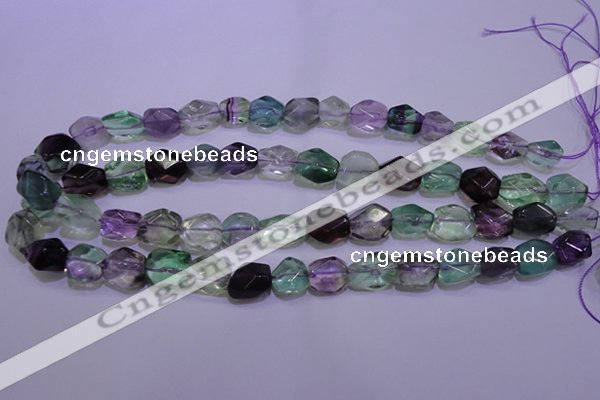 CFL726 15.5 inches 11*15mm faceted nuggets natural fluorite beads