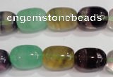 CFL771 15.5 inches 10*14mm drum rainbow fluorite gemstone beads