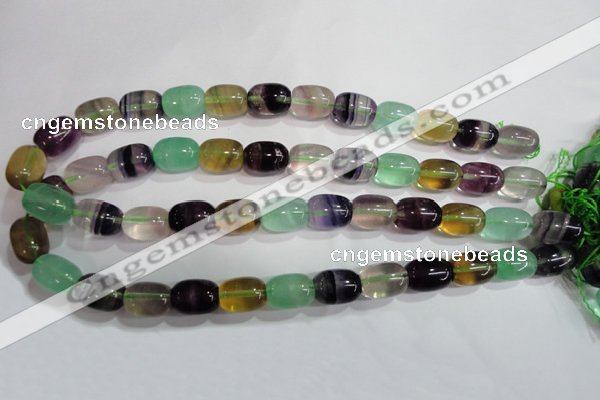 CFL771 15.5 inches 10*14mm drum rainbow fluorite gemstone beads