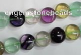 CFL783 15.5 inches 10mm flat round rainbow fluorite gemstone beads