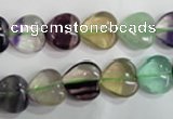 CFL790 15.5 inches 14mm heart rainbow fluorite gemstone beads