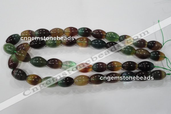 CFL814 15.5 inches 12*18mm rice rainbow fluorite gemstone beads