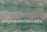 CFL864 15.5 inches 15mm flat round green fluorite gemstone beads