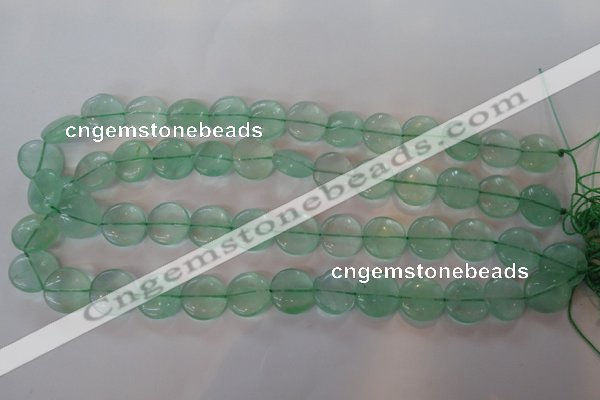 CFL864 15.5 inches 15mm flat round green fluorite gemstone beads