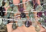 CFL960 Top drilled 10*14mm flat teardrop natural fluorite beads